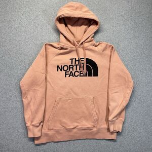 The North Face Women’s Medium Peach Hoodie Front Logo Spell-Out Good Condition
